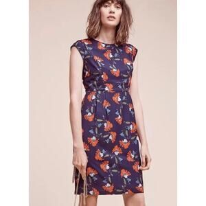 Maeve Floral Mini Dress - Navy and Orange
